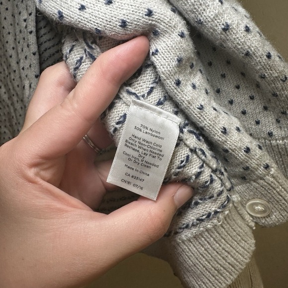 Talbots Women Medium Nordic Fair Isle Birdseye Button Up Sweater Lambswool Blend - Picture 5 of 6